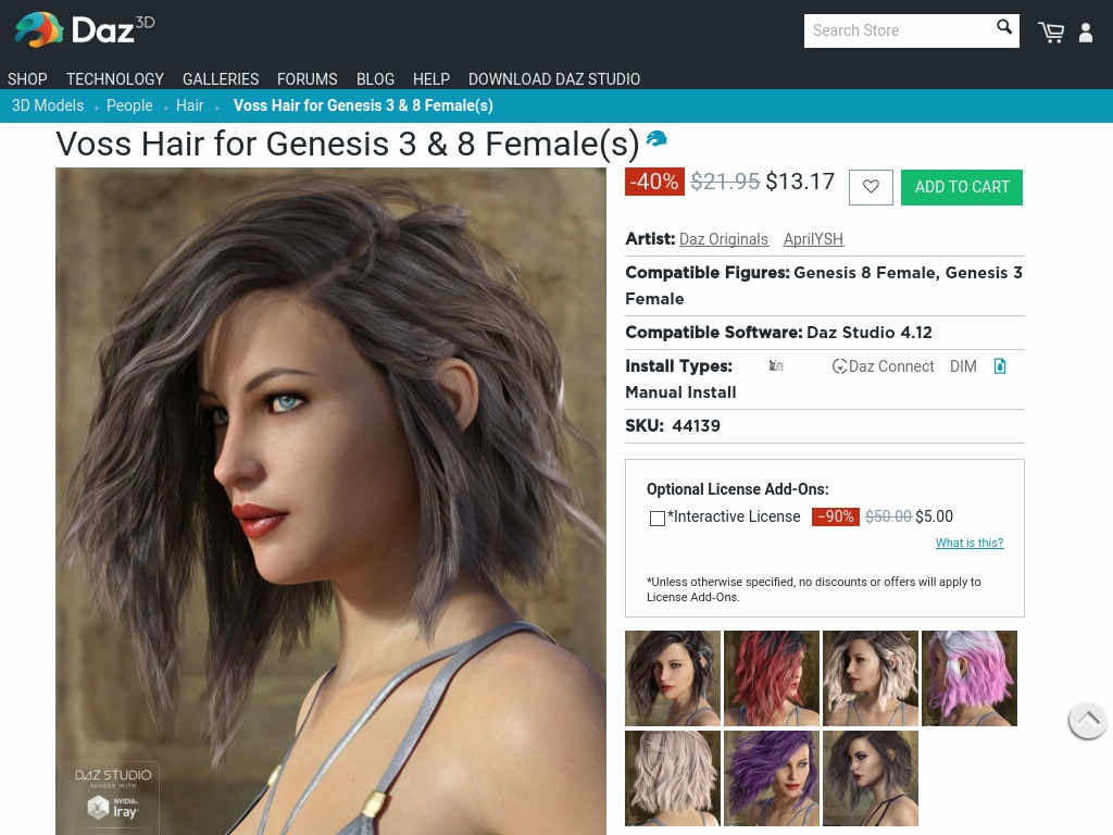 Voss Hair For Genesis 3 And 8 Female S Jay S Assets Collection
